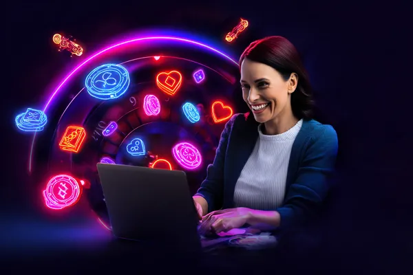 A man focused on his laptop with live stats in the background, highlighting the dedicated sports and gaming features of the 678DB mobile app.